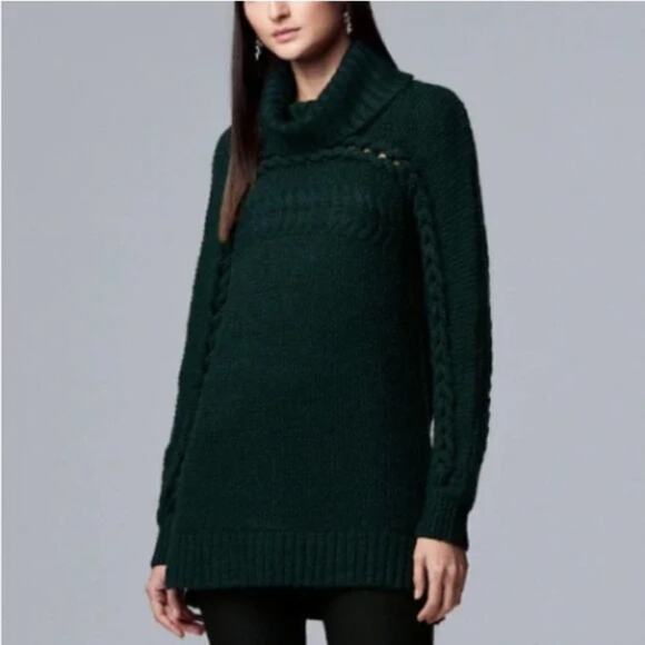 Vera Wang Dark Green Turtleneck Sweater - Picture 3 of 3